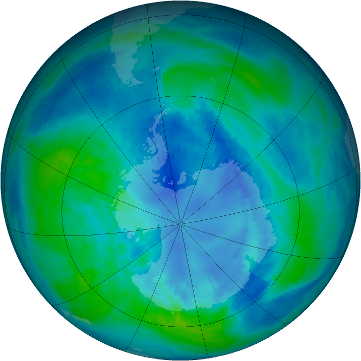 Antarctic ozone map for 13 April 1986